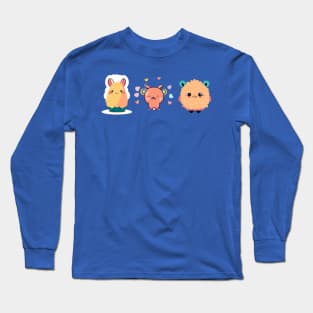 a cute and whimsical t-shirt design featuring adorable characters or creatures, pastel colors and playful illustrations to make it charming and endearing Long Sleeve T-Shirt